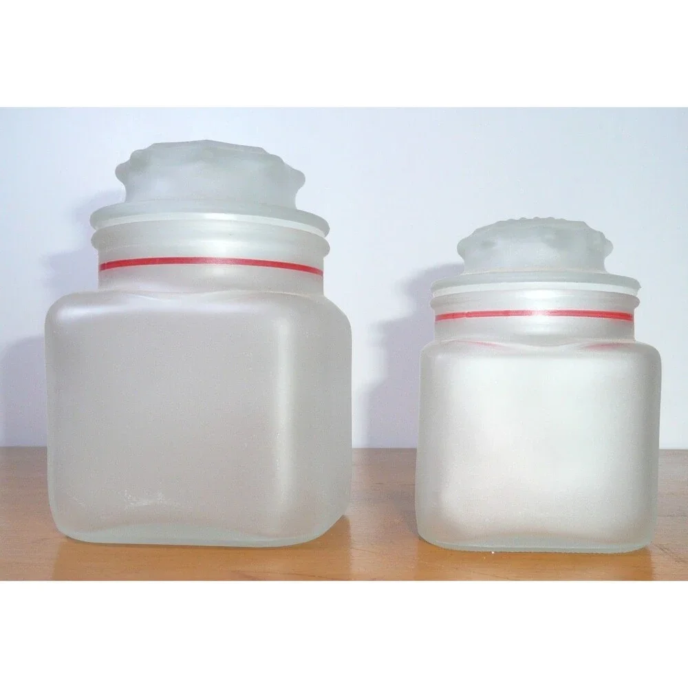 Vintage Anchor Hocking Strawberry Canister Set, 4 Piece Frosted/Satin Glass